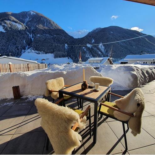 Table on the terrace in winter