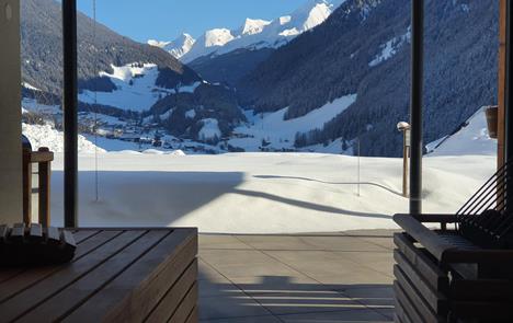 Sauna mit Winterpanorama